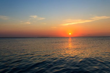 Tanzanya, Zanzibar 'da gün batımında Hint Okyanusu manzarası