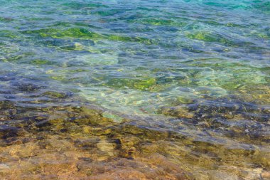 Mavi su dokusu arka planı. Denizin ya da okyanusun yüzeyi