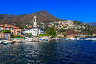 Cernobbio manzarası, Como Gölü, Lombardy, İtalya 'da küçük güzel bir kasaba.