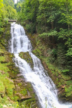 İsviçre, Brienz 'deki Brienz Gölü' ne Giessbach şelalesi akıyor.