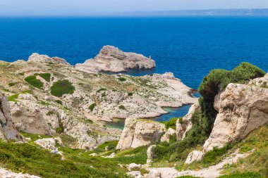 Fransa, Marsilya yakınlarındaki Frioul takımadalarının manzarası