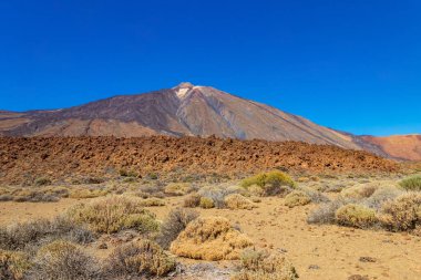 Teide Ulusal Parkı, Tenerife Adası, Kanarya Adaları, İspanya 'daki Teide volkanı manzarası
