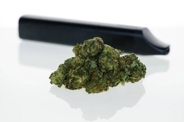 Cannabis Flos Pila Marihuana Medicinal Junto Vaporizador Forma Segura Tomar — Foto de Stock