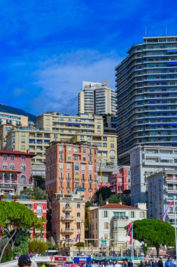 Principality of Monaco, Monaco, 13.2.2024: View of the city in Monaco with an incredible mixture of modern architecture and historical buildings clipart