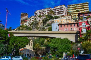 Principality of Monaco, Monaco, 13.2.2024: View of the city in Monaco with an incredible mixture of modern architecture and historical buildings clipart