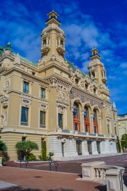 Principality of Monaco, Monaco, 13.2.2024: The magnificent facade of the Opra de Monte-Carlo next to the famous casino clipart