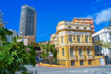 Monako Prensliği, Monako, 13.2.2024: Modern mimari ve tarihi binaların inanılmaz bir karışımıyla Monako 'daki şehir manzarası