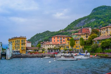 Italy, Varenna, 22.04.2024: Colorful town on Lake Como with small houses and narrow streets clipart