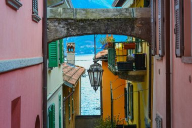 Italy, Varenna, 22.04.2024: Colorful town on Lake Como with small houses and narrow streets clipart