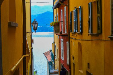 Italy, Varenna, 22.04.2024: Colorful town on Lake Como with small houses and narrow streets clipart