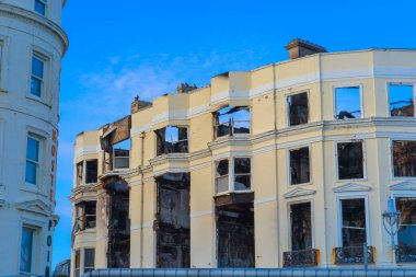 İngiltere, Brighton, 18.07.2023: Royal Albion Hotel Brighton 'da yangında yok oldu