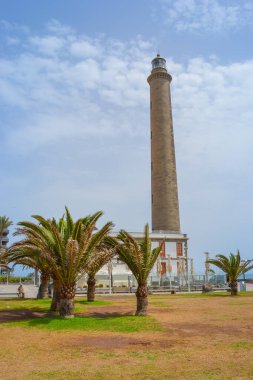 Maspalomas, Las Palmas, İspanya: 1890 'ların tarihi deniz feneri, gün batımını izlemek için popüler bir yer, yakındaki plajları, dükkanları ve barları olan.