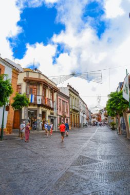 Spain, Teror: streest of the  town in the northern part of the island of Gran Canaria in the Province of Las Palmas. clipart