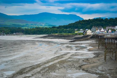 View from Garth Pier in Bangor, Wales at low tide clipart