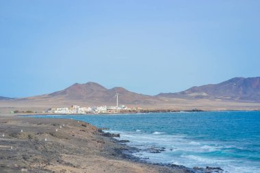 Fuerteventura 'nın en güney noktasındaki okyanus manzarası