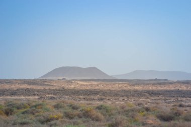 Fuerteventura 'nın Camino Doğal Alanı' ndaki volkanların eteğindeki doğa.
