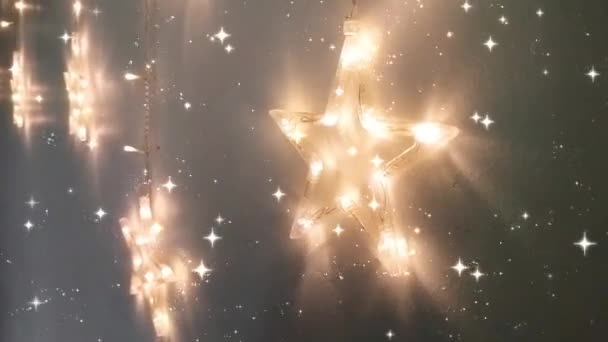Julstjärnans Magiska Stämning Glitter Och Julbelysning Natten Sparkle Stars Och — Stockvideo