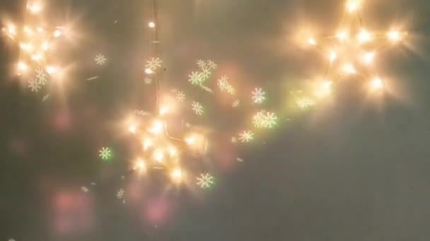 Kouzelná Nálada Vánočních Světel Třpytky Vánoční Světla Noci Jiskřivé Hvězdy — Stock video