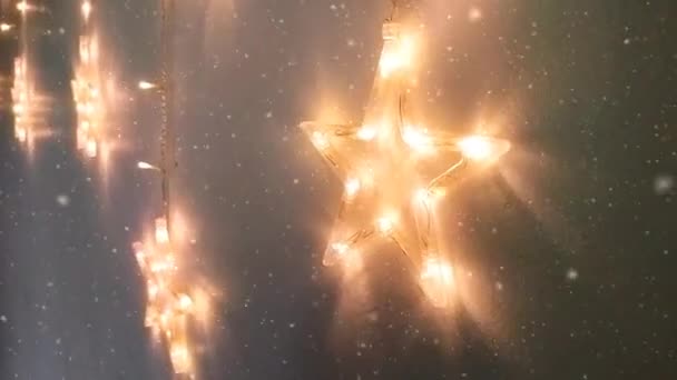 Atmosphère Magique Des Lumières Étoile Noël Paillettes Lumières Noël Dans — Video
