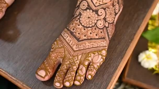 Henna Tattoo Legs Bridal Mehendi Legs Indian Marriage Henna Tattoo — Vídeos de Stock