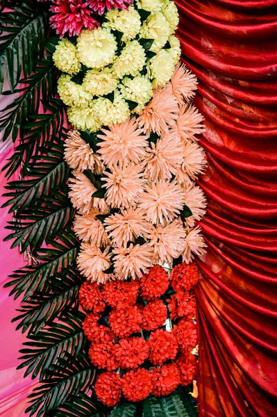 Цветы Украшения Свадебной Сцены Цветочный Дизайн Обои Фон Цветами — стоковое фото