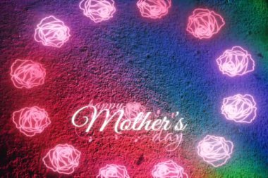 Anneler Günün kutlu olsun. Anneler Günü Düzeni. Rose Flowers 'la dijital animasyon. Renkli Arka plan. Dilekler için Anneler Günü Duvar Kağıdı. İyi tatiller..