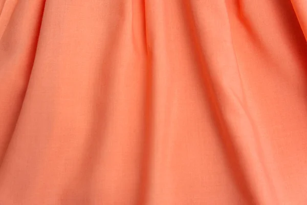 Текстура Розовой Персиковой Ткани Сложена Волнами Натуральный Материал Пошива Женской — стоковое фото