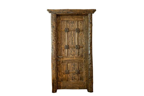 Stylizované Starožitné Dřevěné Dveře Izolované Bílém Pozadí Drsné Staré Dveře — Stock fotografie