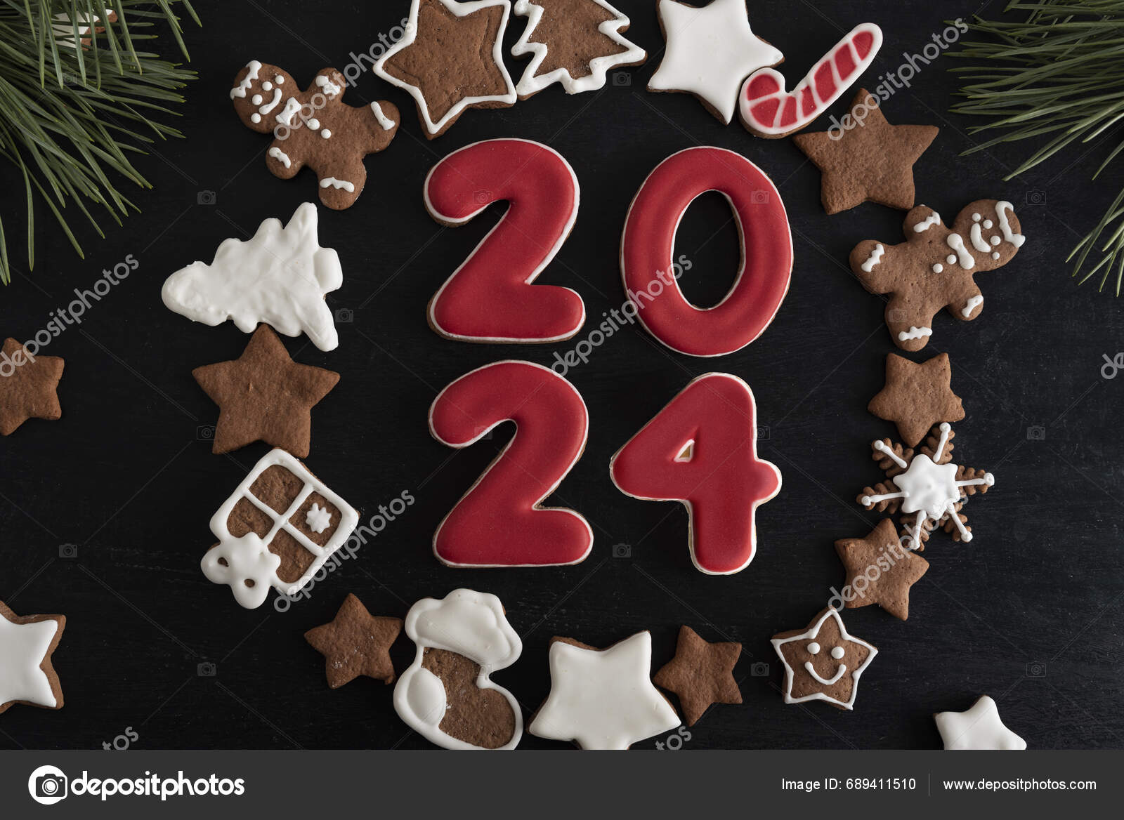 2024 Ginger Biscuits Glazed Sugar Icing Christmas Cookies Stars Fir   Depositphotos 689411510 Stock Photo 2024 Ginger Biscuits Glazed Sugar 