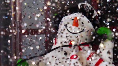 shiny happy snowman ball with bokeh snowflake, merry christmas and new year celebrate festive sparkle sphere toy