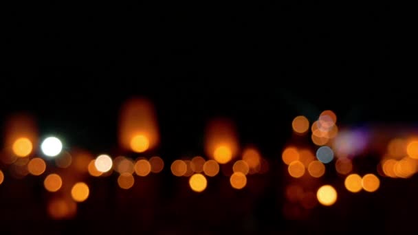 Light Bokeh Background People Floating Lantern Night Cultural Activity — Stock video