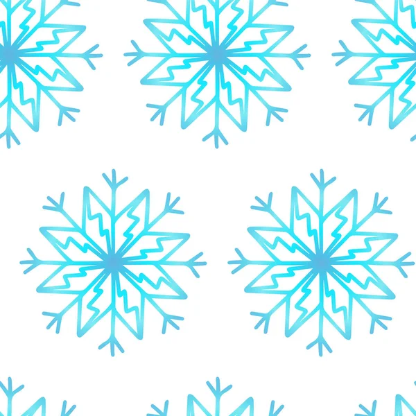 Modello Natale Senza Cuciture Con Fiocchi Neve Isolati Sfondo Bianco — Vettoriale Stock