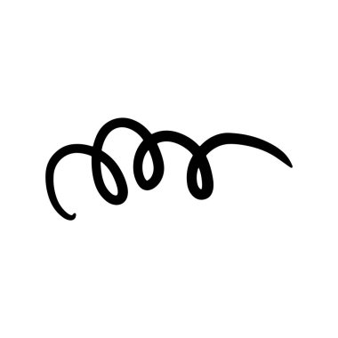 El çizgisi olan kıvrımlı karalamalar. Dekoratif kıvrımlar, girdaplar, çıkıntılar ve yazı kaligrafi ayırıcıları koleksiyonu. Tasarım için beyaz arkaplanda izole edilmiş basit vintage ögeler