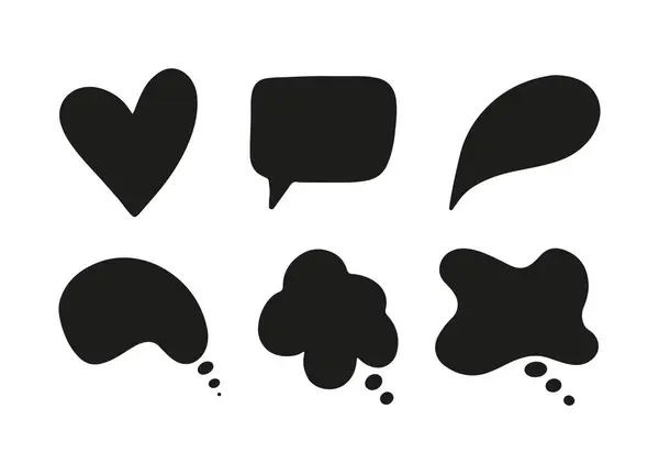 Discurso Pensamiento Hablar Mano Dibujado Burbujas Texto Conjunto Habla Nubes — Vector de stock