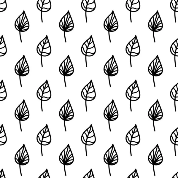 Векторный Ручной Рисунок Осенью Бесшовный Узор Листья Изолированы Белом Фоне — стоковый вектор
