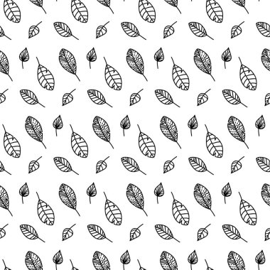 Vektör el, sonbaharda beyaz arkaplanda izole edilmiş, pürüzsüz desenli yapraklar çizdi. Mevsimlik tasarım, tekstil, tebrik kartı gibi sanat eserleri için güz yaprakları. Yetişkin ve çocuk boyama sayfası