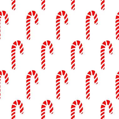Şekerli bastonlu yeni yıl deseni. El çizimi şirin çizgili baston şeker beyaz arka planda izole. Şenlikli şeker kamışı ambalajı, Noel kutlamaları için duvar kağıdı. Duvar Kağıdı.