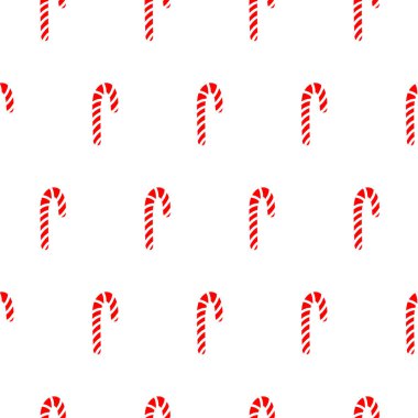 Çubuklu Noel deseni. Beyaz arka planda izole edilmiş el çizgisi şeker kamışı. Noel ve Yeni Yıl için şeker kamışı ambalajı, duvar kağıdı. Xmas girdaplı şeker kamışı. Paket.