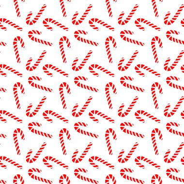 Çubuklu Noel deseni. El çizimi şirin çizgili baston şeker beyaz arka planda izole edilmiş. Noel ve Yeni Yıl için şeker kamışı ambalajı, duvar kağıdı. Xmas girdap şekeri.