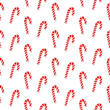 Çubuklu Xmas deseni. Beyaz arka planda izole edilmiş el çizgisi şeker kamışı. Noel ve yeni yıl şenlikli şeker paketleme, şekerli bayram süslemesi, tatlı karamel.