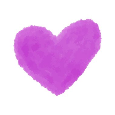 Romantik mor suluboya kalp elinde akvaryum şeklinde çizilmiş. Sevgililer Günü için suluboya kalp çizimi, aşk, düğün dekorasyonu. İzole suluboya kalp, beyaz arka planda aşkı simgeliyor.