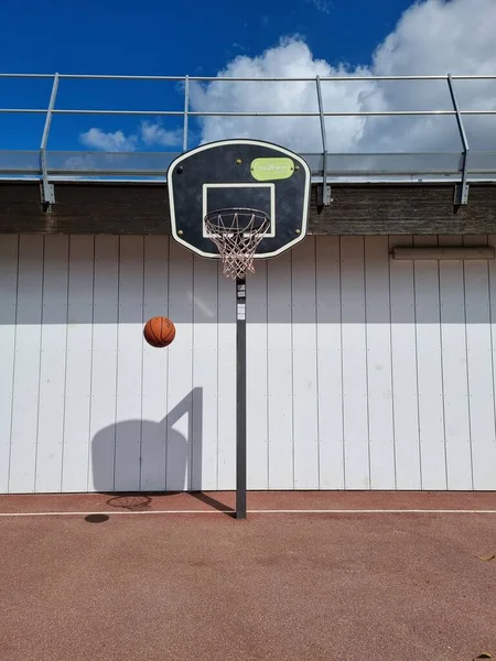 basketball court with a ball