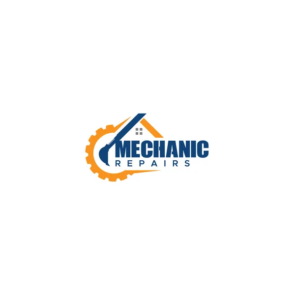 Modern Mechanic Repairs Gear Home Logo Design Vektor Illustration Lämplig Vektorgrafik