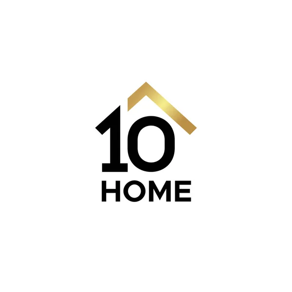 Minimalista Número Simples Home Design Logotipo Telhado Ilustração Vetorial Adequada —  Vetores de Stock