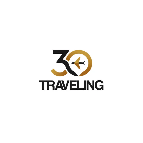 Flat Simple Number Traveling Plane Logo Design Vector Illustration Suitable — Stock Vector
