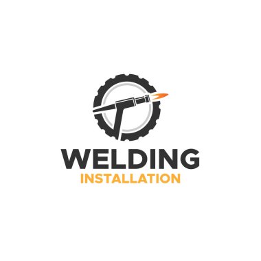 Modern WELDING INSTATION Fire Gear logo tasarımı Vector illüstrasyonu tamirci için çok daha uygun