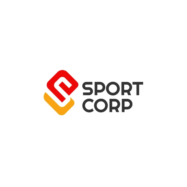 Modern Harf Şareti Sport Corp Logo Tasarımı Spor Dükkanı Markalaşması — Stok Vektör