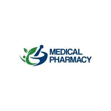 Modern MEDICAL PHARMACY People Leaf logo tasarımı Hastane Kliniği eczanesi için uygun Vektör illüstrasyonu