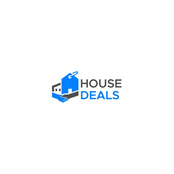 Nowoczesny House Deals Projekt Logo Strony Uścisk Dłoni Ilustracja Wektora — Wektor stockowy