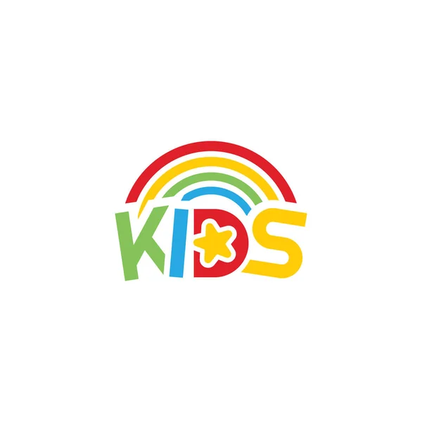 Modern Színes Kids Stars Szivárvány Logó Design Vektor Illusztráció Alkalmas — Stock Vector
